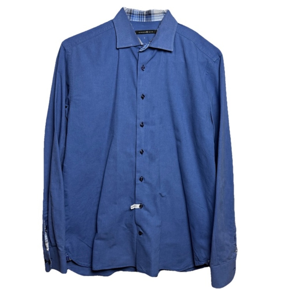 Hammer Made Shirt Mens 17 / 43 Blue Flip Cuff Cutaway Button Up Long Sleeve USA